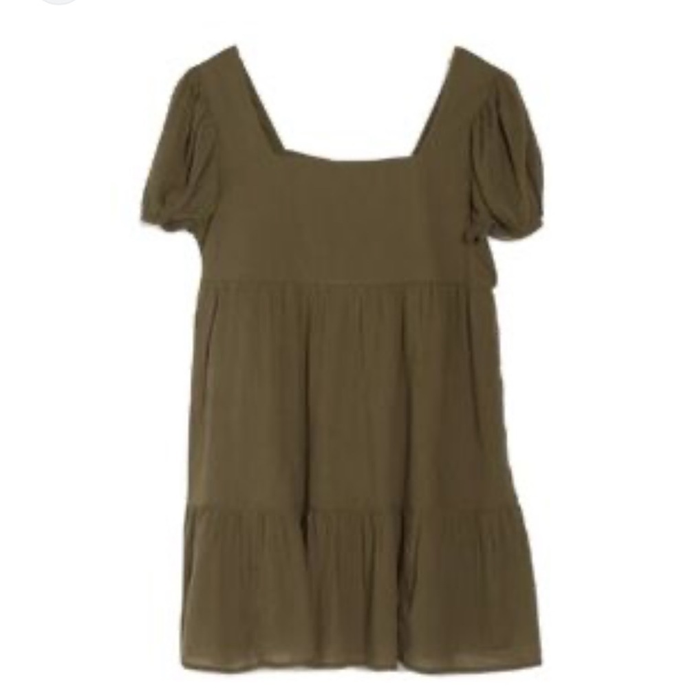EUC Abound Puff Sleeve Olive Green Dress Size medium